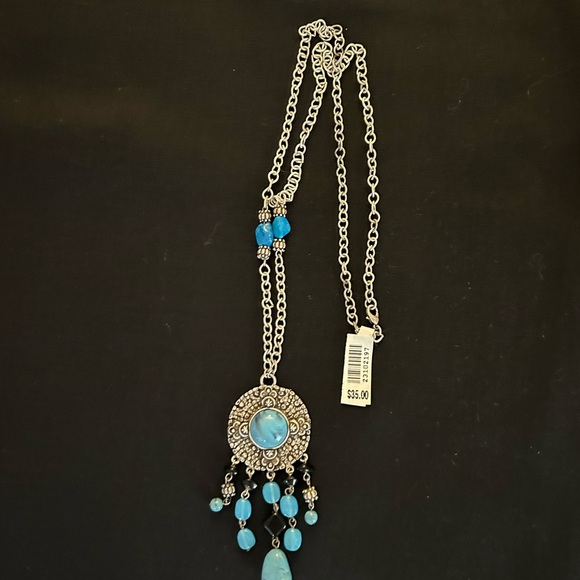 Beautiful silver/black/turquoise pendant necklace - NWT - Picture 5 of 5